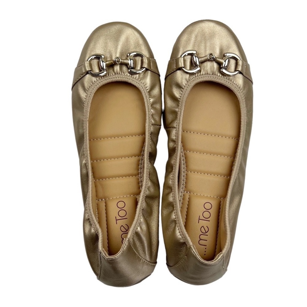 Me Too Lexey Metallic Gold Buckle Flats